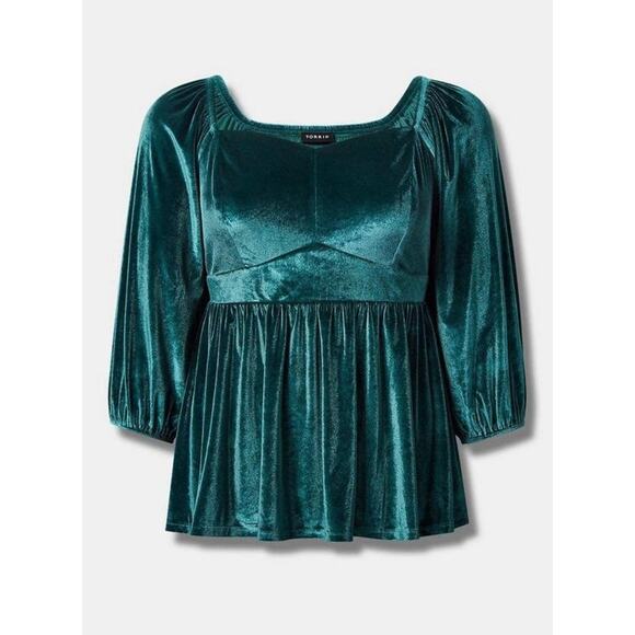 Torrid Plus Size L Velvet Corset Peplum Top Whimsygoth Fairy Witch Holiday Top - Picture 1 of 14